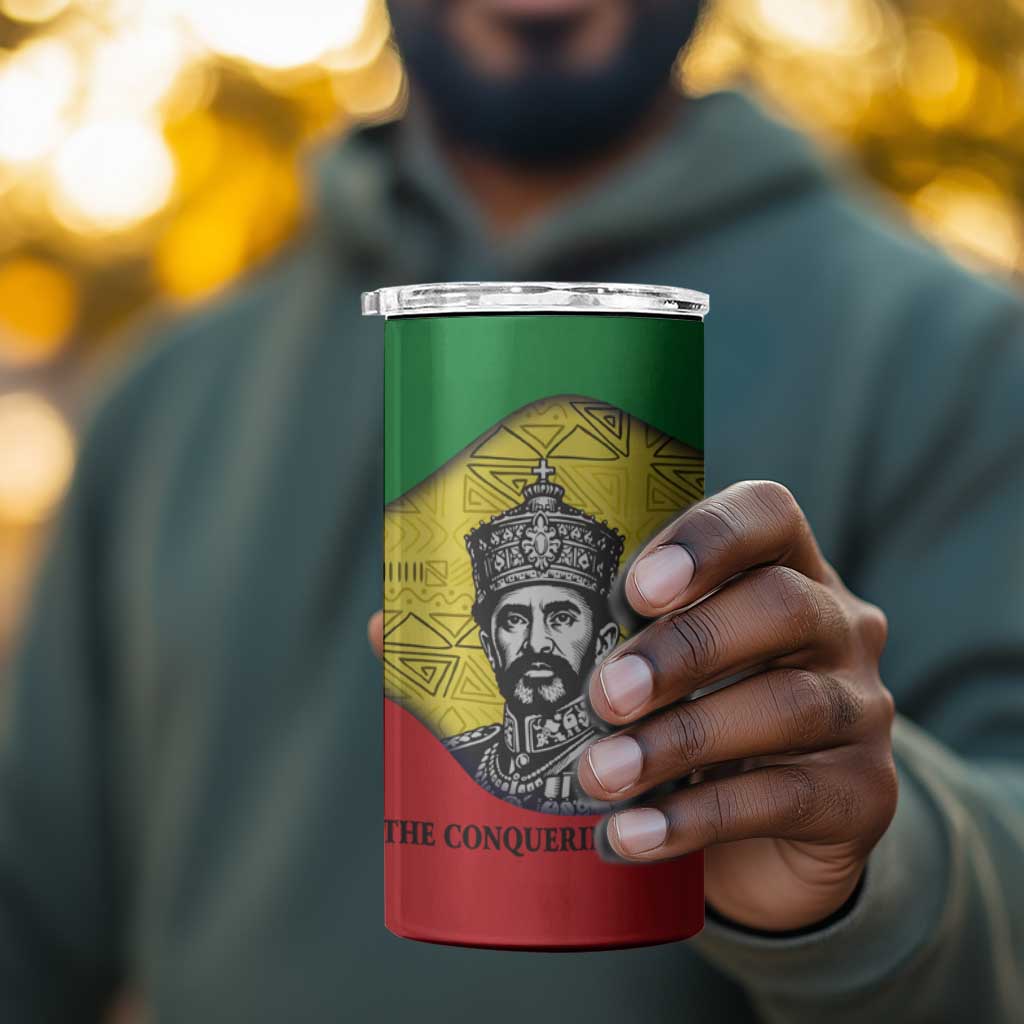 Haile Selassie I 4 in 1 Can Cooler Tumbler Ethiopia Lion of Judah and Conquering Lion Pattern Tribute - African Pride