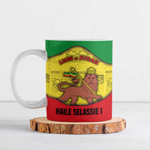 Haile Selassie I Ceramic Mug Ethiopia Lion of Judah and Conquering Lion Pattern Tribute - African Pride