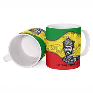 Haile Selassie I Ceramic Mug Ethiopia Lion of Judah and Conquering Lion Pattern Tribute - African Pride
