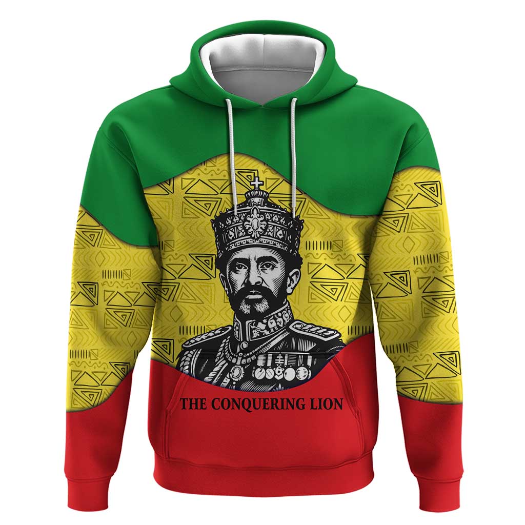 Haile Selassie I Hoodie Ethiopia Lion of Judah and Conquering Lion Pattern Tribute - African Pride
