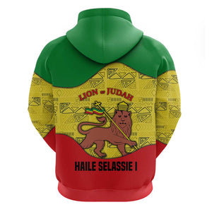 Haile Selassie I Hoodie Ethiopia Lion of Judah and Conquering Lion Pattern Tribute - African Pride