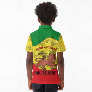 Haile Selassie I Kid Polo Shirt Ethiopia Lion of Judah and Conquering Lion Pattern Tribute - African Pride