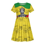 Haile Selassie I Kid Short Sleeve Dress Ethiopia Lion of Judah and Conquering Lion Pattern Tribute - African Pride