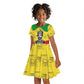 Haile Selassie I Kid Short Sleeve Dress Ethiopia Lion of Judah and Conquering Lion Pattern Tribute - African Pride