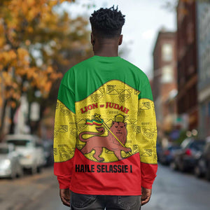 Haile Selassie I Long Sleeve Shirt Ethiopia Lion of Judah and Conquering Lion Pattern Tribute - African Pride
