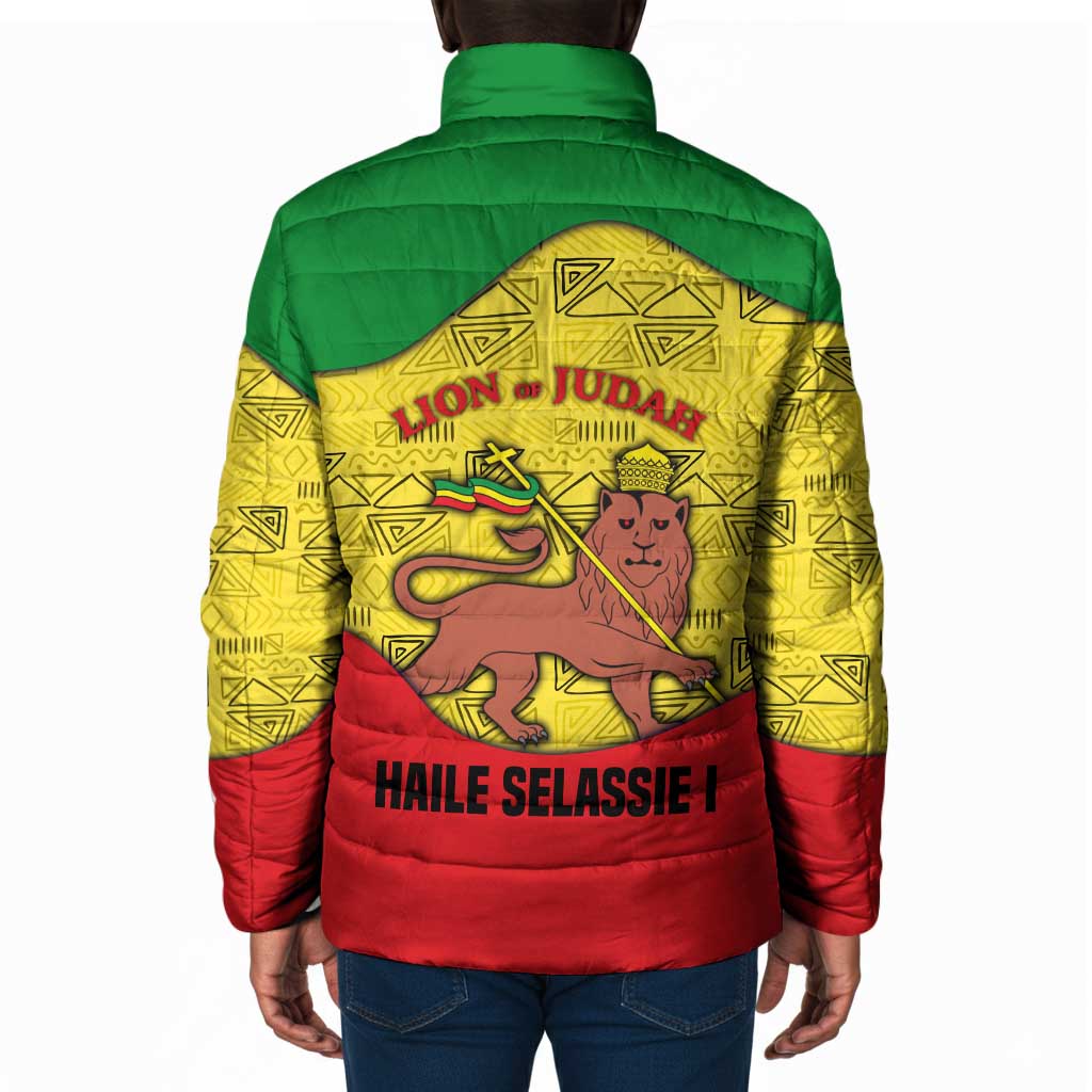 Haile Selassie I Padded Jacket Ethiopia Lion of Judah and Conquering Lion Pattern Tribute - African Pride