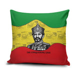 Haile Selassie I Pillow Cover Ethiopia Lion of Judah and Conquering Lion Pattern Tribute - African Pride