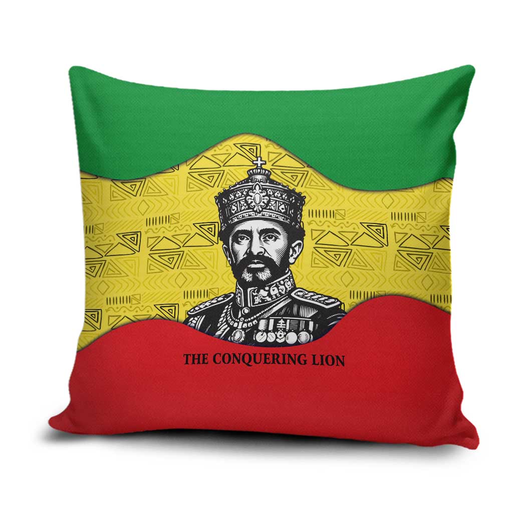 Haile Selassie I Pillow Cover Ethiopia Lion of Judah and Conquering Lion Pattern Tribute - African Pride