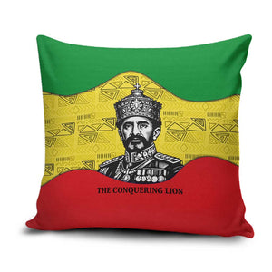 Haile Selassie I Pillow Cover Ethiopia Lion of Judah and Conquering Lion Pattern Tribute - African Pride