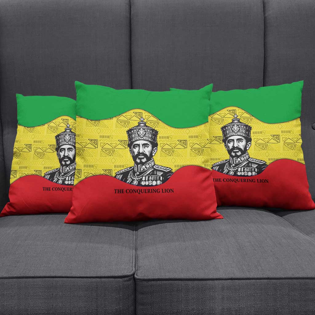 Haile Selassie I Pillow Cover Ethiopia Lion of Judah and Conquering Lion Pattern Tribute - African Pride