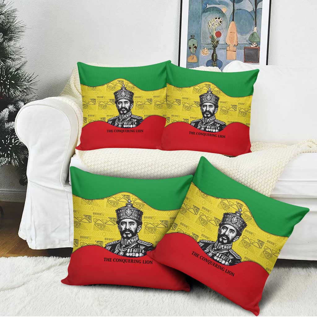 Haile Selassie I Pillow Cover Ethiopia Lion of Judah and Conquering Lion Pattern Tribute - African Pride