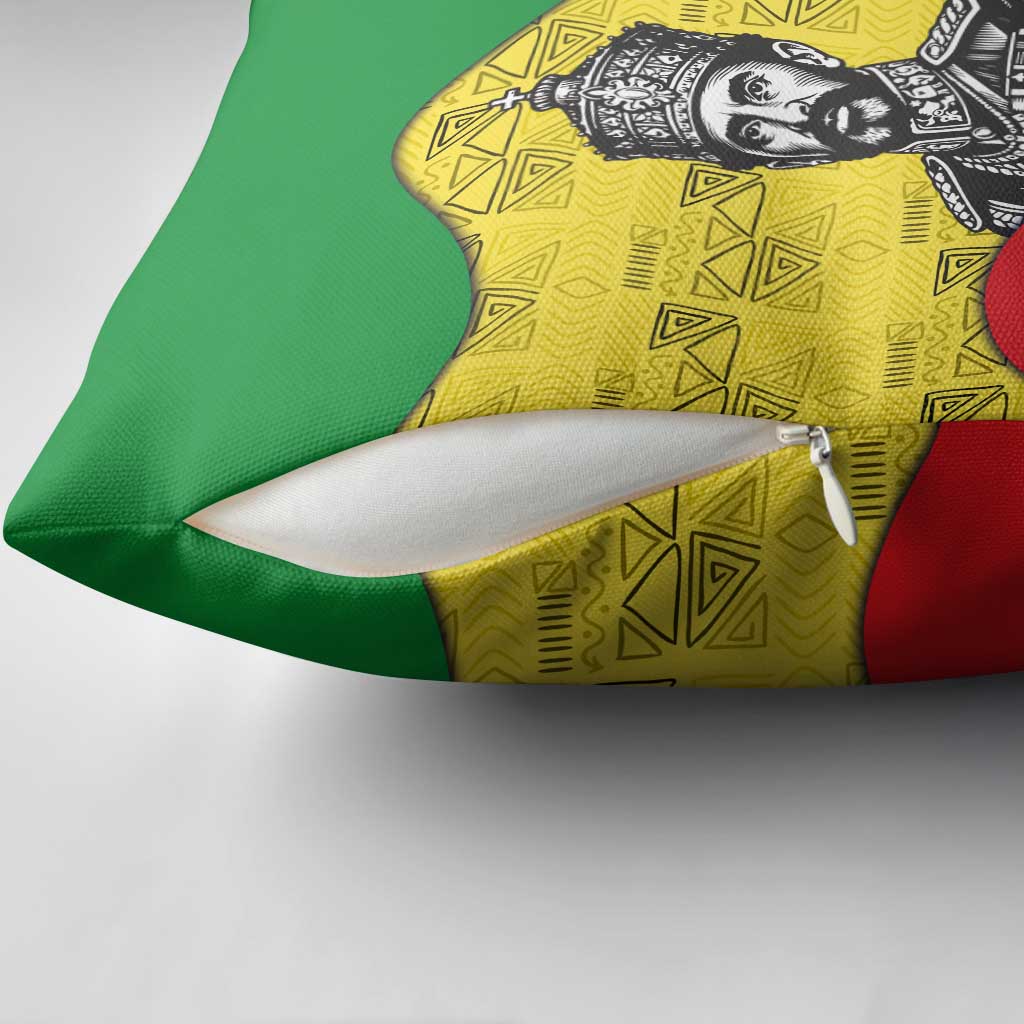 Haile Selassie I Pillow Cover Ethiopia Lion of Judah and Conquering Lion Pattern Tribute - African Pride