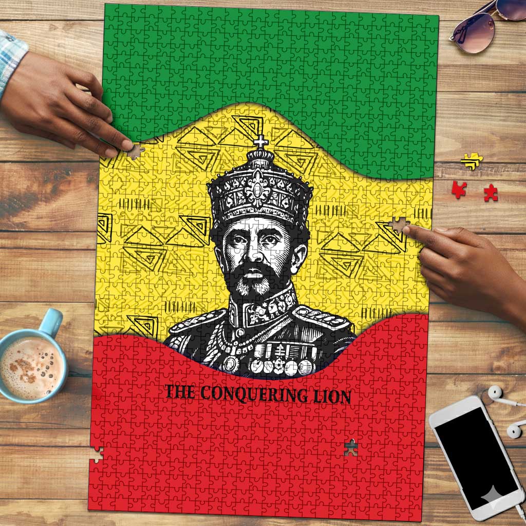 Haile Selassie I Puzzle Ethiopia Lion of Judah and Conquering Lion Pattern Tribute - African Pride