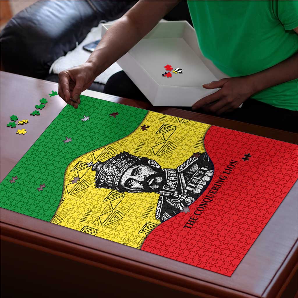 Haile Selassie I Puzzle Ethiopia Lion of Judah and Conquering Lion Pattern Tribute - African Pride