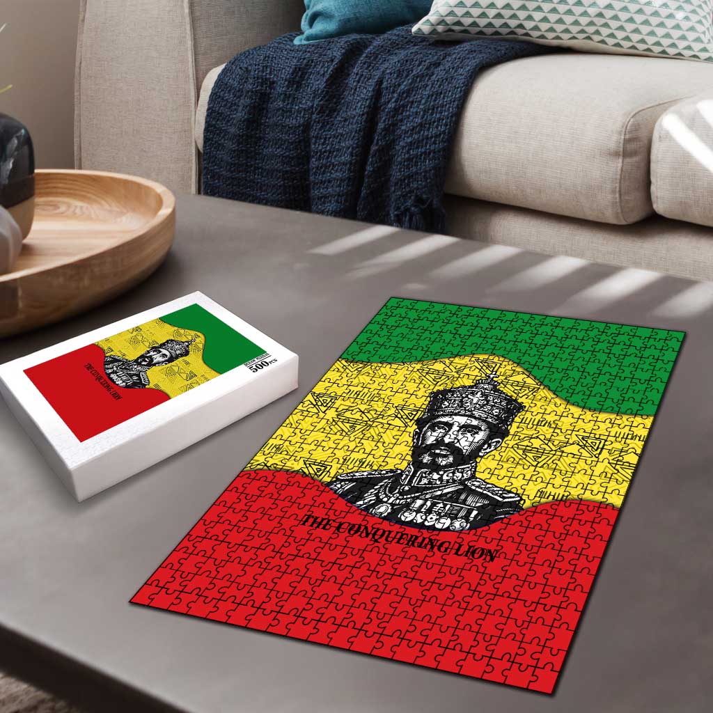 Haile Selassie I Puzzle Ethiopia Lion of Judah and Conquering Lion Pattern Tribute - African Pride