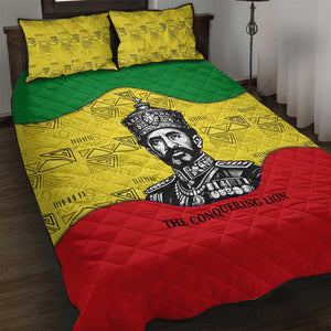 Haile Selassie I Quilt Bed Set Ethiopia Lion of Judah and Conquering Lion Pattern Tribute - African Pride