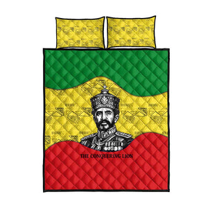 Haile Selassie I Quilt Bed Set Ethiopia Lion of Judah and Conquering Lion Pattern Tribute - African Pride