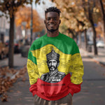 Haile Selassie I Sweatshirt Ethiopia Lion of Judah and Conquering Lion Pattern Tribute - African Pride