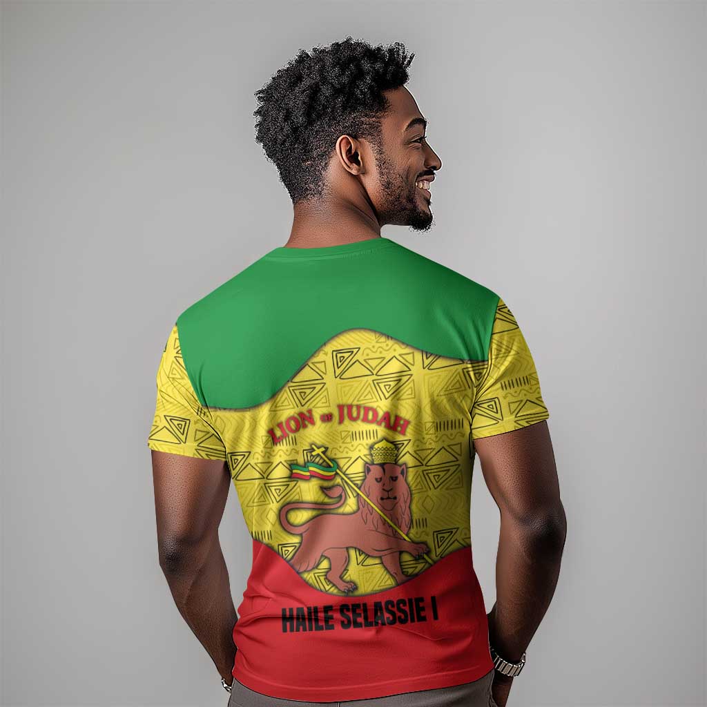 Haile Selassie I T shirt Ethiopia Lion of Judah and Conquering Lion Pattern Tribute - African Pride