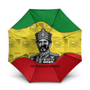 Haile Selassie I Umbrella Ethiopia Lion of Judah and Conquering Lion Pattern Tribute - African Pride