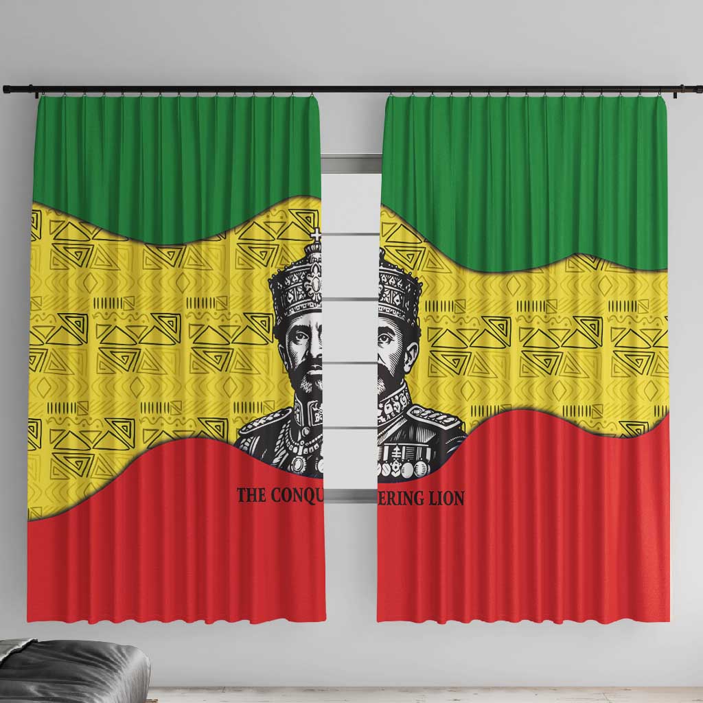 Haile Selassie I Window Curtain Ethiopia Lion of Judah and Conquering Lion Pattern Tribute - African Pride