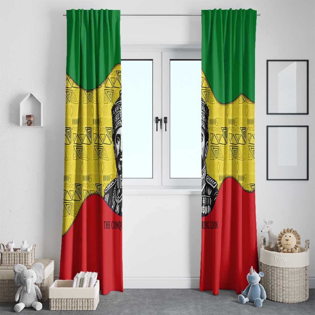 Haile Selassie I Window Curtain Ethiopia Lion of Judah and Conquering Lion Pattern Tribute - African Pride
