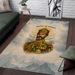Haile Selassie I Ethiopia Area Rug with King of Kings and Conquering Lion Cloud Rays and Regal Portrait - African Pride