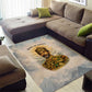 Haile Selassie I Ethiopia Area Rug with King of Kings and Conquering Lion Cloud Rays and Regal Portrait - African Pride