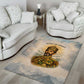 Haile Selassie I Ethiopia Area Rug with King of Kings and Conquering Lion Cloud Rays and Regal Portrait - African Pride