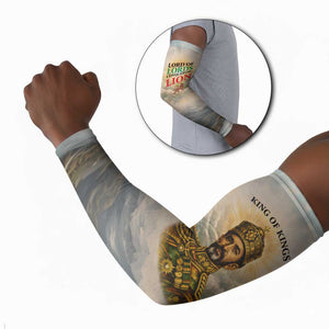 Haile Selassie I Ethiopia Arm Sleeves with King of Kings and Conquering Lion Cloud Rays and Regal Portrait