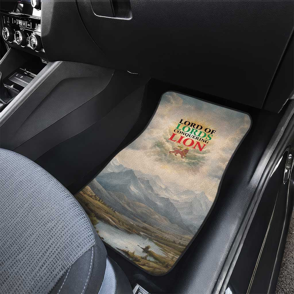 Haile Selassie I Ethiopia Car Mats with King of Kings and Conquering Lion Cloud Rays and Regal Portrait - African Pride