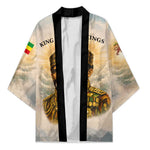 Haile Selassie I Ethiopia Kimono with King of Kings and Conquering Lion Cloud Rays and Regal Portrait