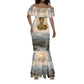 Haile Selassie I Ethiopia Mermaid Dress with King of Kings and Conquering Lion Cloud Rays and Regal Portrait