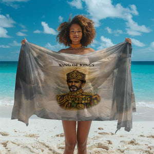 Haile Selassie I Ethiopia Sarong with King of Kings and Conquering Lion Cloud Rays and Regal Portrait - African Pride