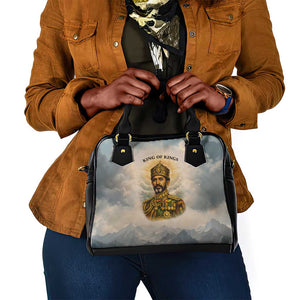 Haile Selassie I Ethiopia Shoulder Handbag with King of Kings and Conquering Lion Cloud Rays and Regal Portrait - African Pride