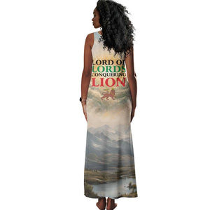 Haile Selassie I Ethiopia Tank Maxi Dress with King of Kings and Conquering Lion Cloud Rays and Regal Portrait