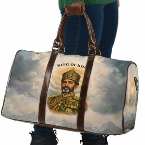 Haile Selassie I Ethiopia Travel Bag with King of Kings and Conquering Lion Cloud Rays and Regal Portrait - African Pride