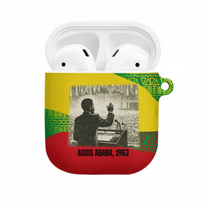 Ethiopia Haile Selassie I AirPods Case with Addis Ababa 1963 Speech Quote Pan-African Flag Colors and Kente Pattern - African Pride