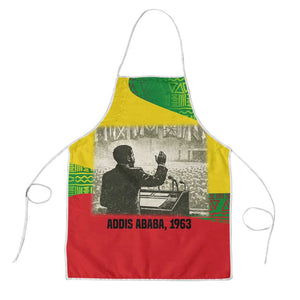 Ethiopia Haile Selassie I Apron with Addis Ababa 1963 Speech Quote Pan-African Flag Colors and Kente Pattern - African Pride