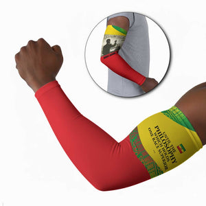 Ethiopia Haile Selassie I Arm Sleeves with Addis Ababa 1963 Speech Quote Pan-African Flag Colors and Kente Pattern