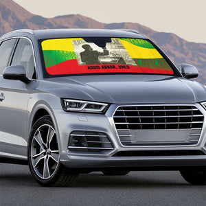 Ethiopia Haile Selassie I Auto Sun Shade with Addis Ababa 1963 Speech Quote Pan-African Flag Colors and Kente Pattern - African Pride