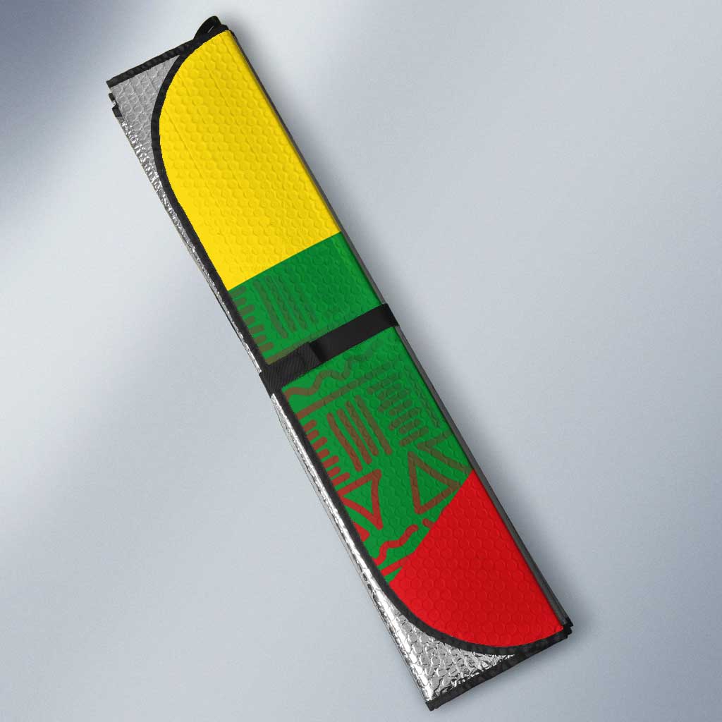 Ethiopia Haile Selassie I Auto Sun Shade with Addis Ababa 1963 Speech Quote Pan-African Flag Colors and Kente Pattern - African Pride