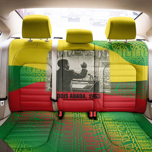 Ethiopia Haile Selassie I Back Car Seat Cover with Addis Ababa 1963 Speech Quote Pan-African Flag Colors and Kente Pattern - African Pride