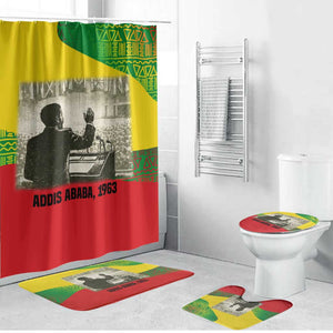 Ethiopia Haile Selassie I Bathroom Set with Addis Ababa 1963 Speech Quote Pan-African Flag Colors and Kente Pattern - African Pride