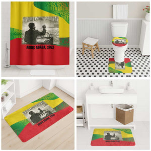 Ethiopia Haile Selassie I Bathroom Set with Addis Ababa 1963 Speech Quote Pan-African Flag Colors and Kente Pattern - African Pride