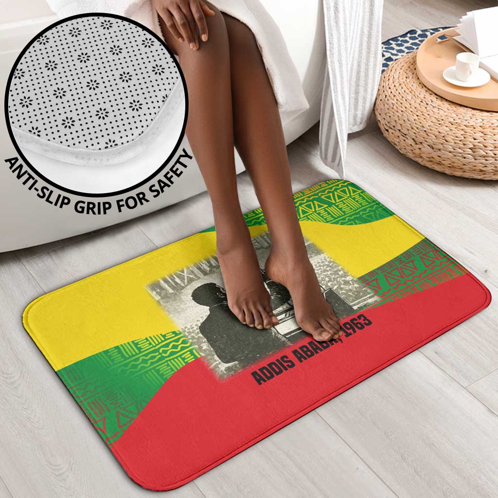 Ethiopia Haile Selassie I Bathroom Set with Addis Ababa 1963 Speech Quote Pan-African Flag Colors and Kente Pattern - African Pride