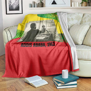 Ethiopia Haile Selassie I Blanket with Addis Ababa 1963 Speech Quote Pan-African Flag Colors and Kente Pattern - African Pride