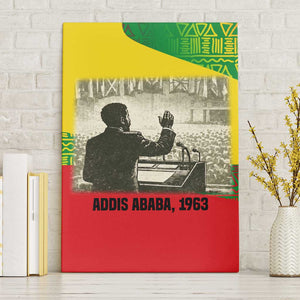 Ethiopia Haile Selassie I Canvas Wall Art with Addis Ababa 1963 Speech Quote Pan-African Flag Colors and Kente Pattern - African Pride