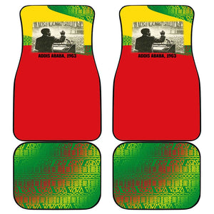 Ethiopia Haile Selassie I Car Mats with Addis Ababa 1963 Speech Quote Pan-African Flag Colors and Kente Pattern - African Pride