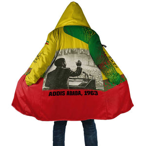 Ethiopia Haile Selassie I Cloak with Addis Ababa 1963 Speech Quote Pan-African Flag Colors and Kente Pattern